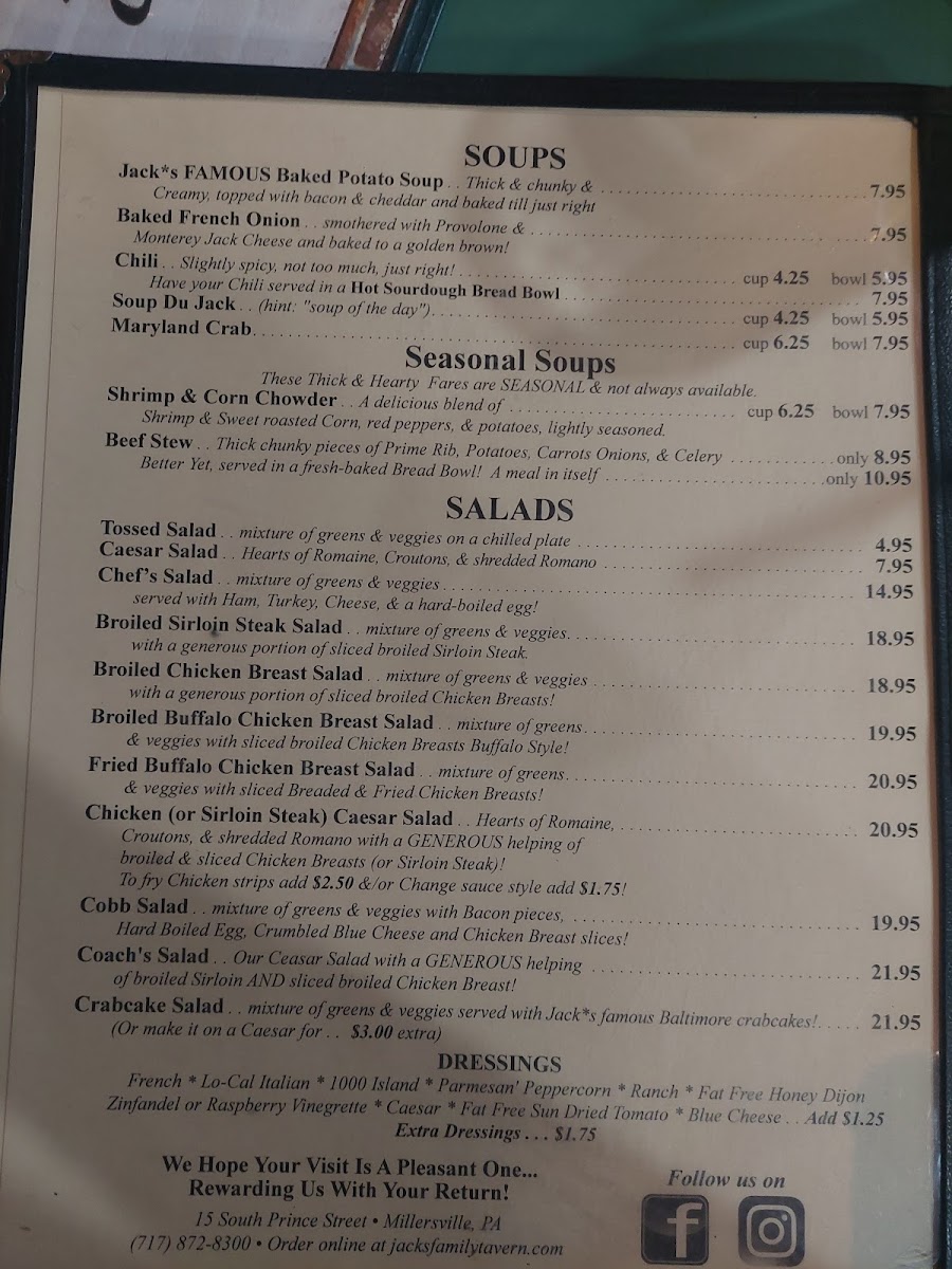 Jack's Family Tavern & Restaurant Photo Menu 7