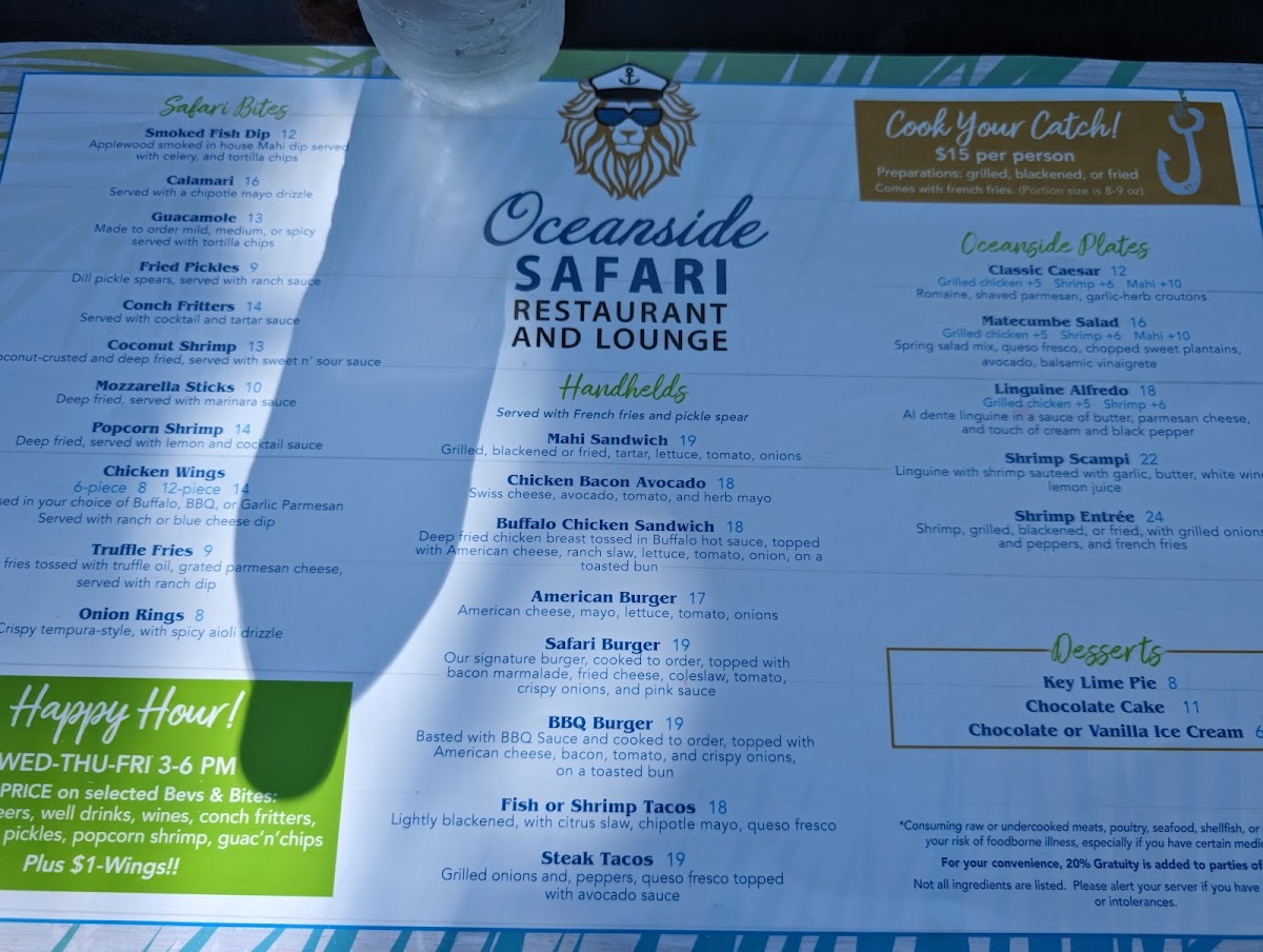 Oceanside Safari Restaurant & Lounge Photo Menu 4