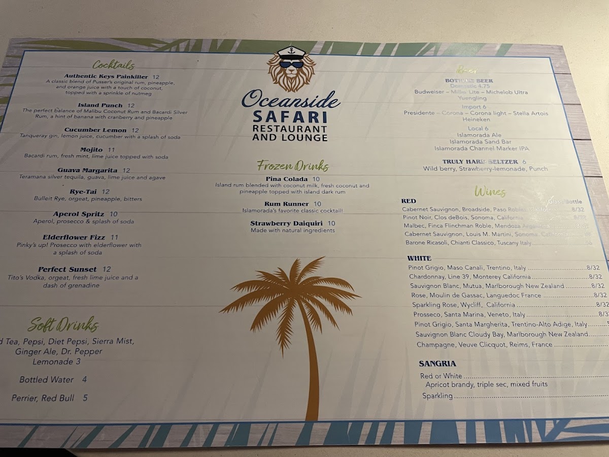 Oceanside Safari Restaurant & Lounge Photo Menu 6