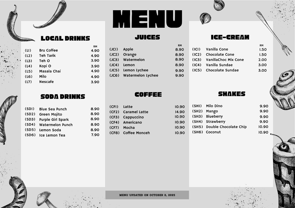 Shydas Cafe Photo Menu 1