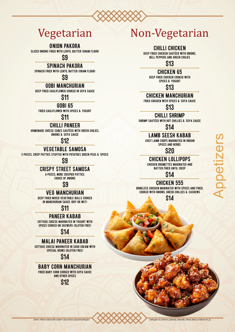 Taz Indian Cuisine Waco Photo Menu 3