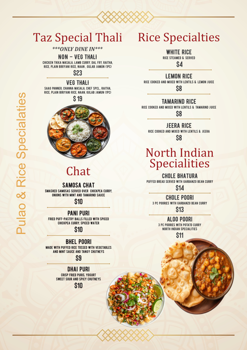 Taz Indian Cuisine Waco Photo Menu 4