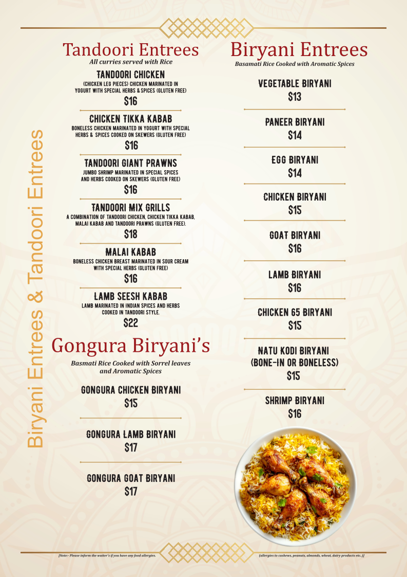 Taz Indian Cuisine Waco Photo Menu 5