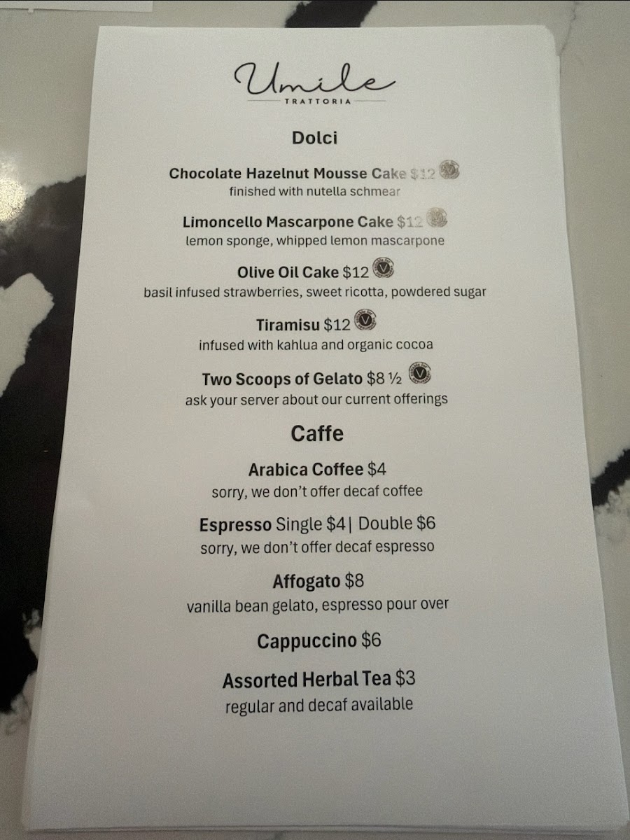 Umile Trattoria Photo Menu 1