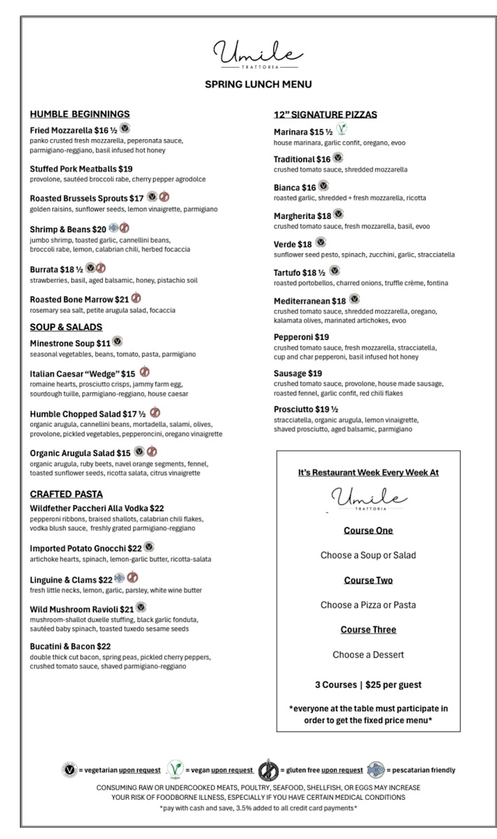 Umile Trattoria Photo Menu 2