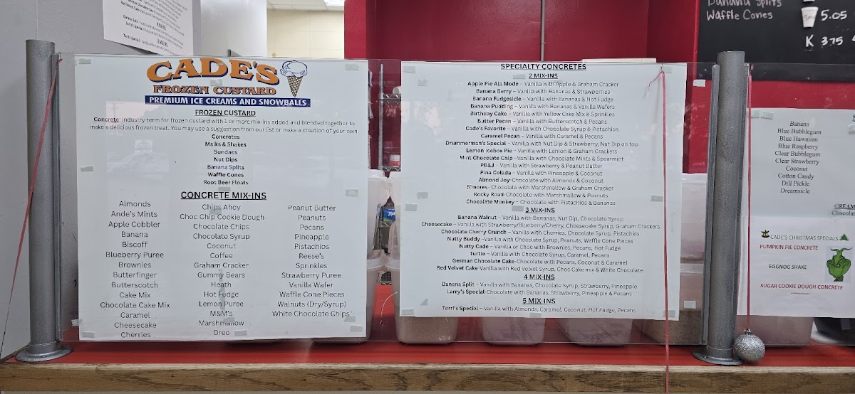 Cade's Frozen Custard Photo Menu 2