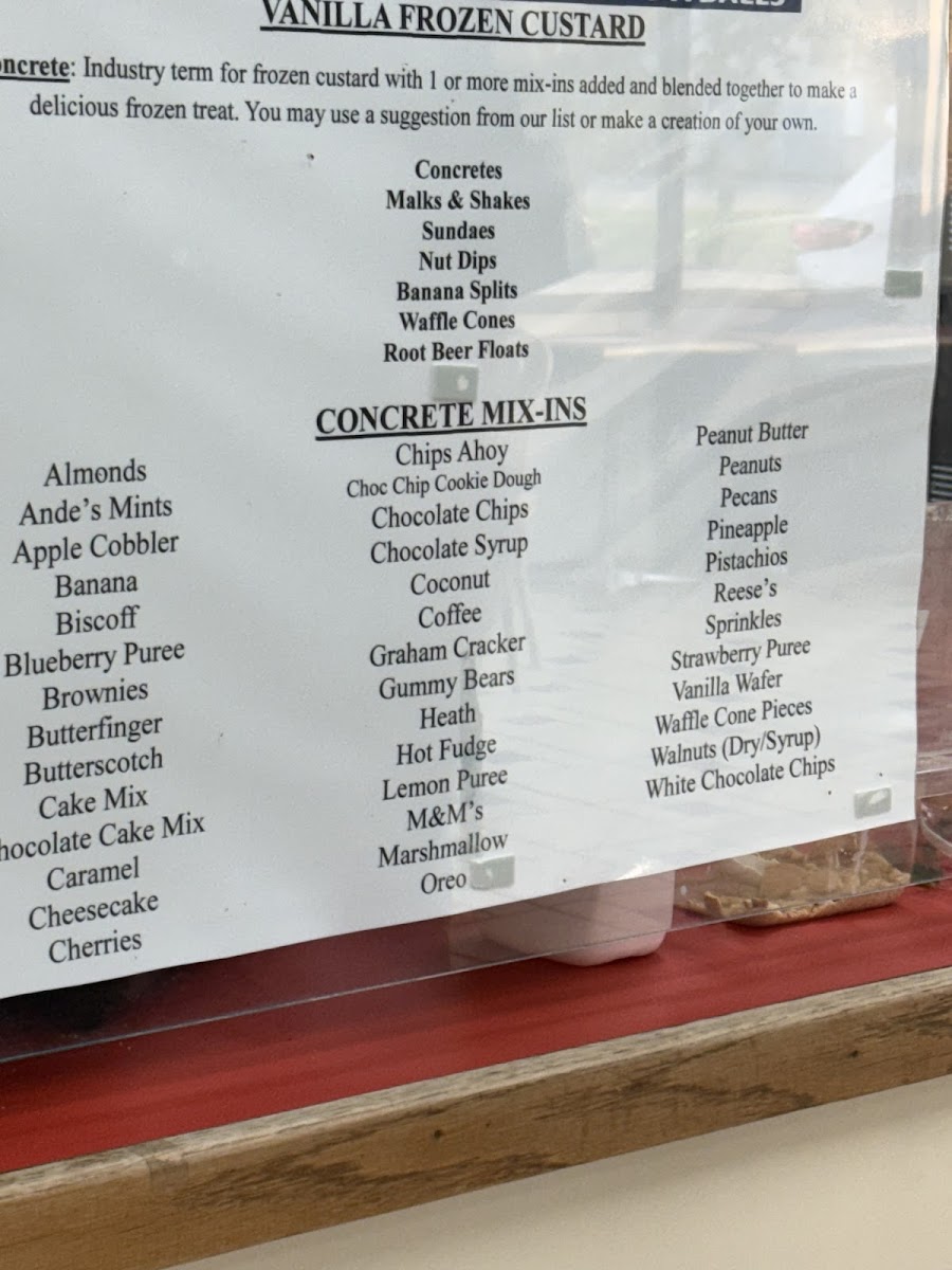 Cade's Frozen Custard Photo Menu 3