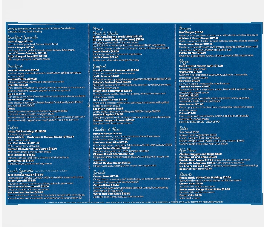 Salacia Waters Café & Restaurant Photo Menu 5