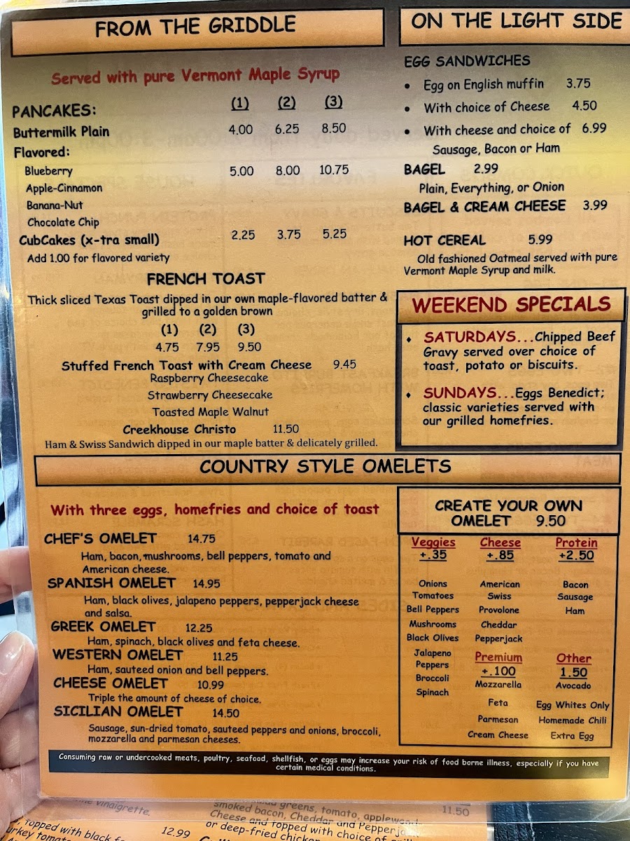 Creek House Diner Photo Menu 4