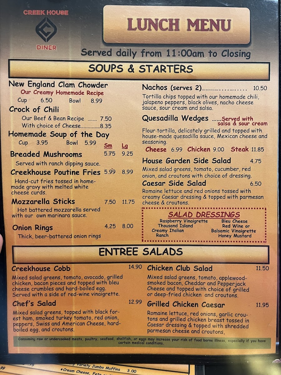 Creek House Diner Photo Menu 5