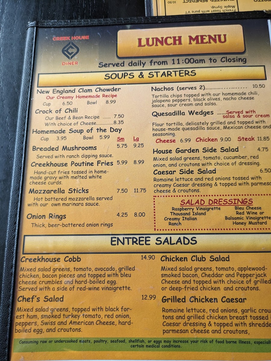Creek House Diner Photo Menu 6