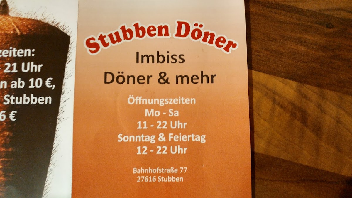 Stubben DÖNER IMBISS Döner & Mehr Photo Menu 10