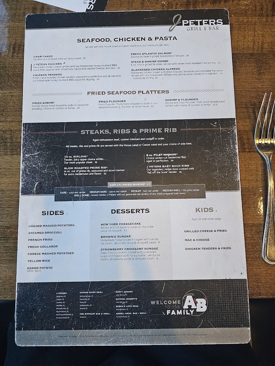 J Peters Grill & Bar - Carolina Forest Photo Menu 2