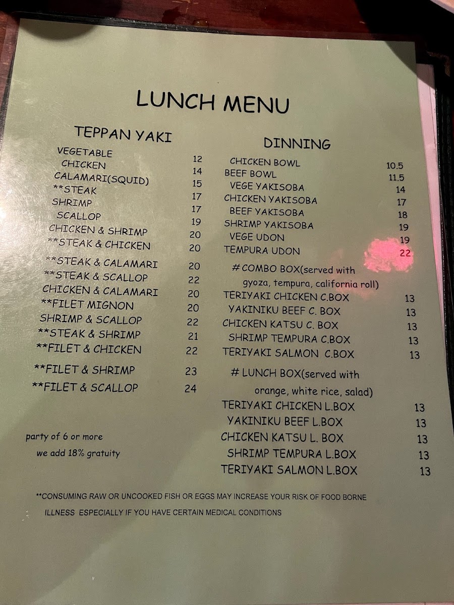 Hayashi Hibachi Photo Menu 6
