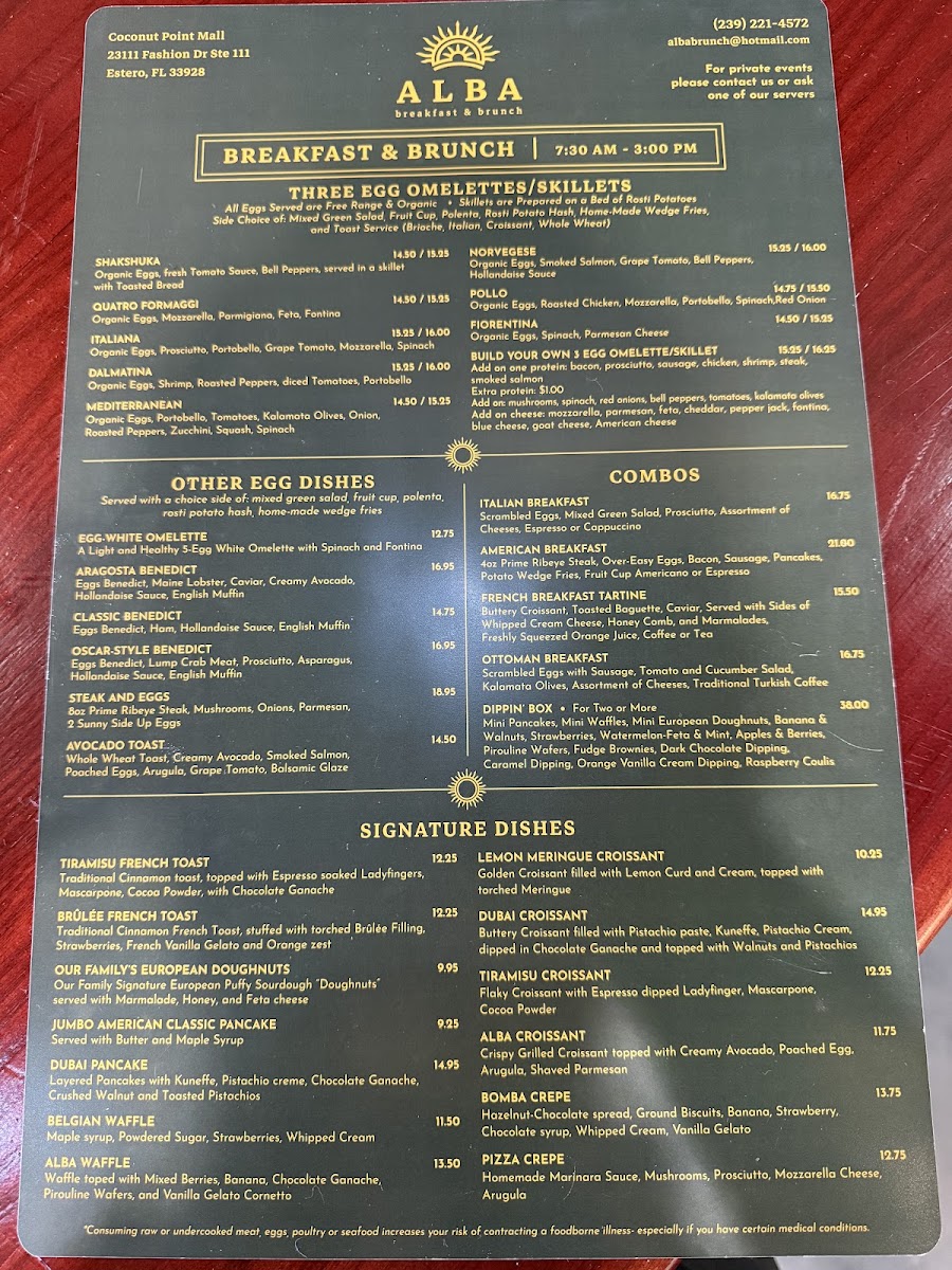 Alba breakfast & brunch Photo Menu 1