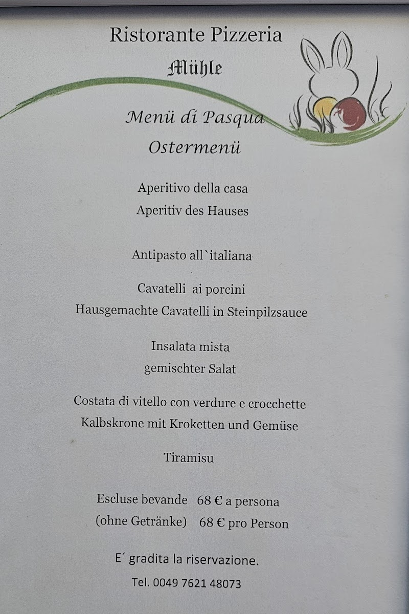 Restaurant Pizzeria Mühle Photo Menu 1