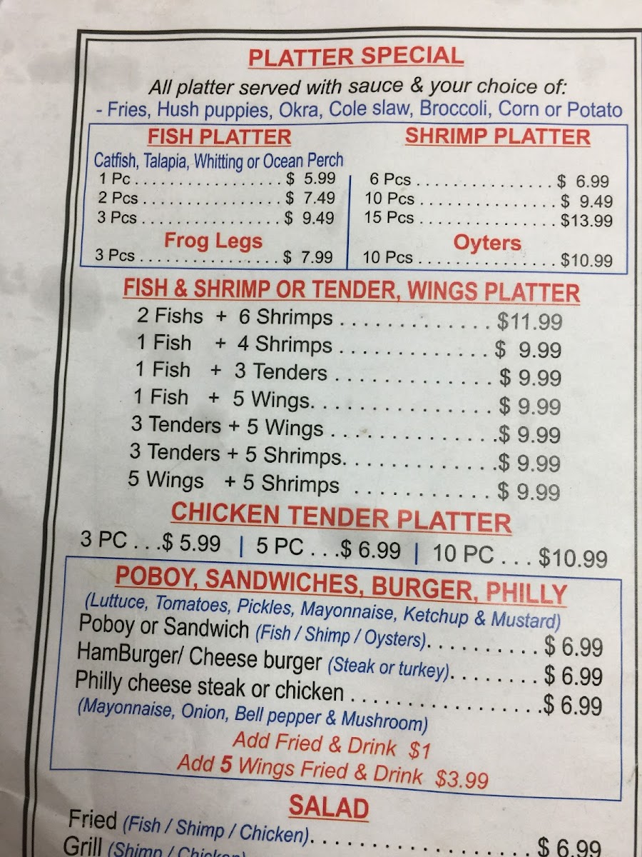 Steven's Fine Food Photo Menu 2