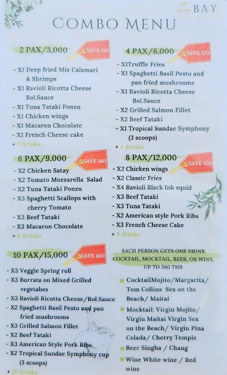 Tree Bay Clubhouse Photo Menu 1