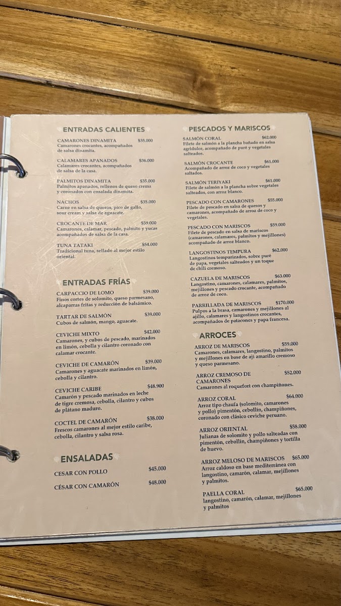 Coral Resto Bar Photo Menu 1