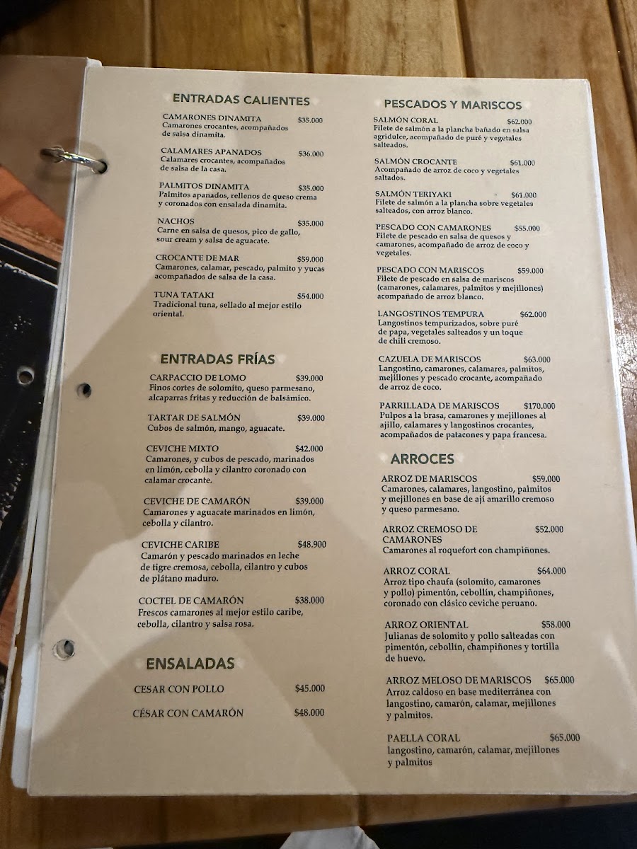 Coral Resto Bar Photo Menu 3