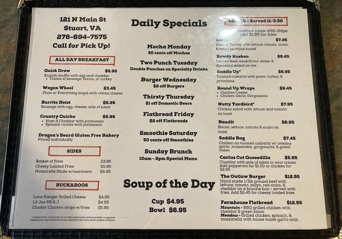 Stagecoach Coffee & More Photo Menu 1