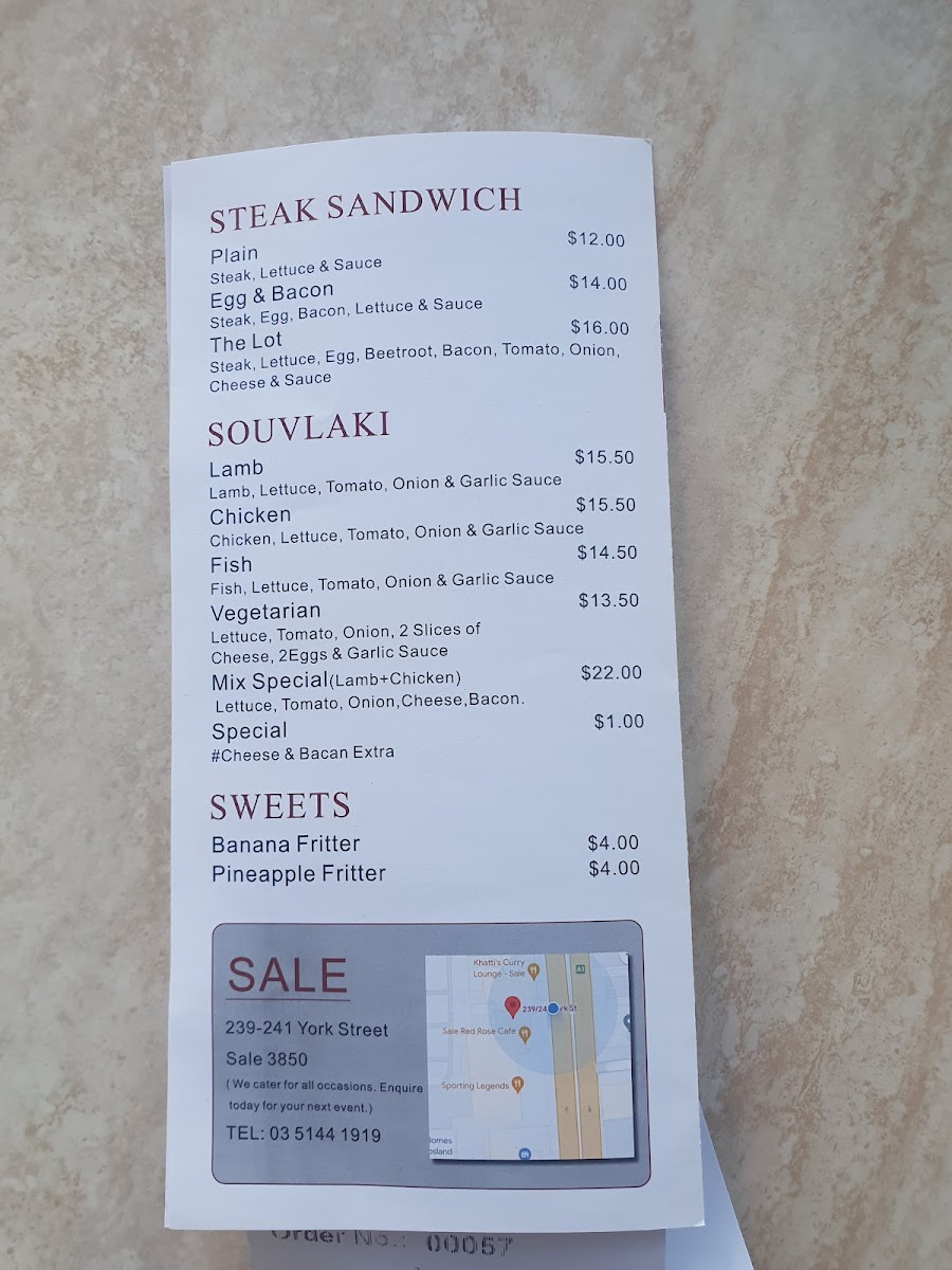 Sale Red Rose Cafe Photo Menu 4