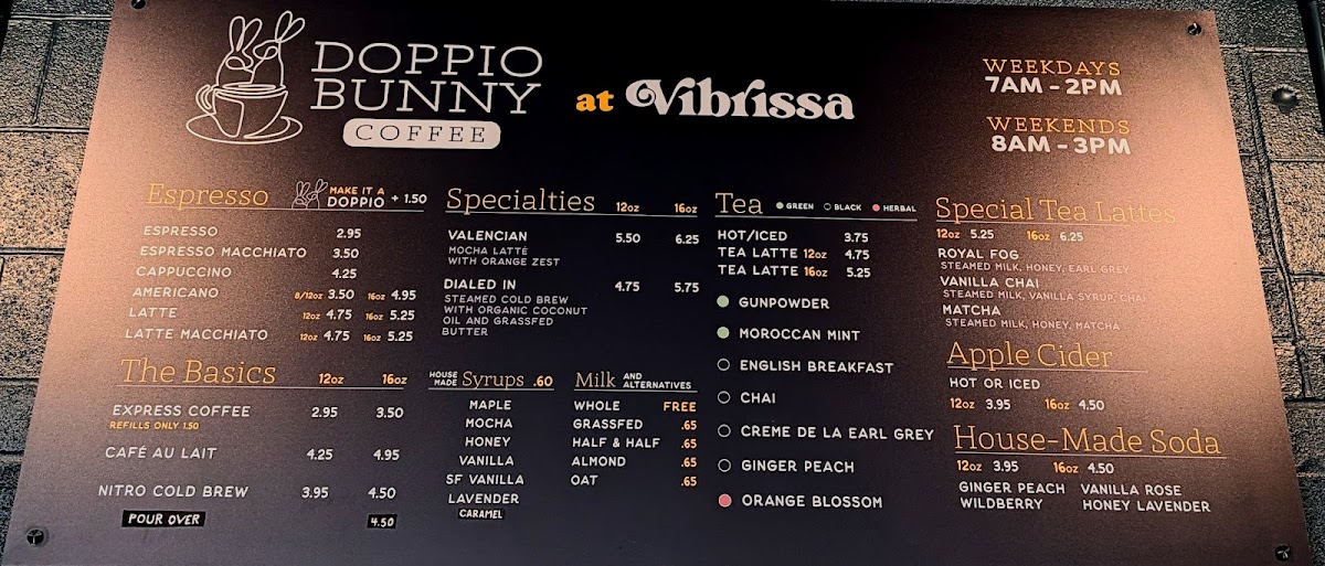 Doppio Bunny Coffee - Winchester Photo Menu 6