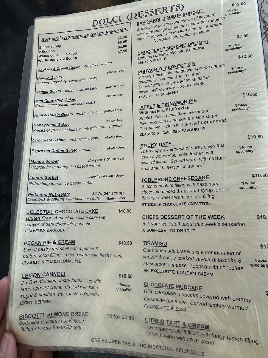 Sorbellos Italian Restaurant Photo Menu 5