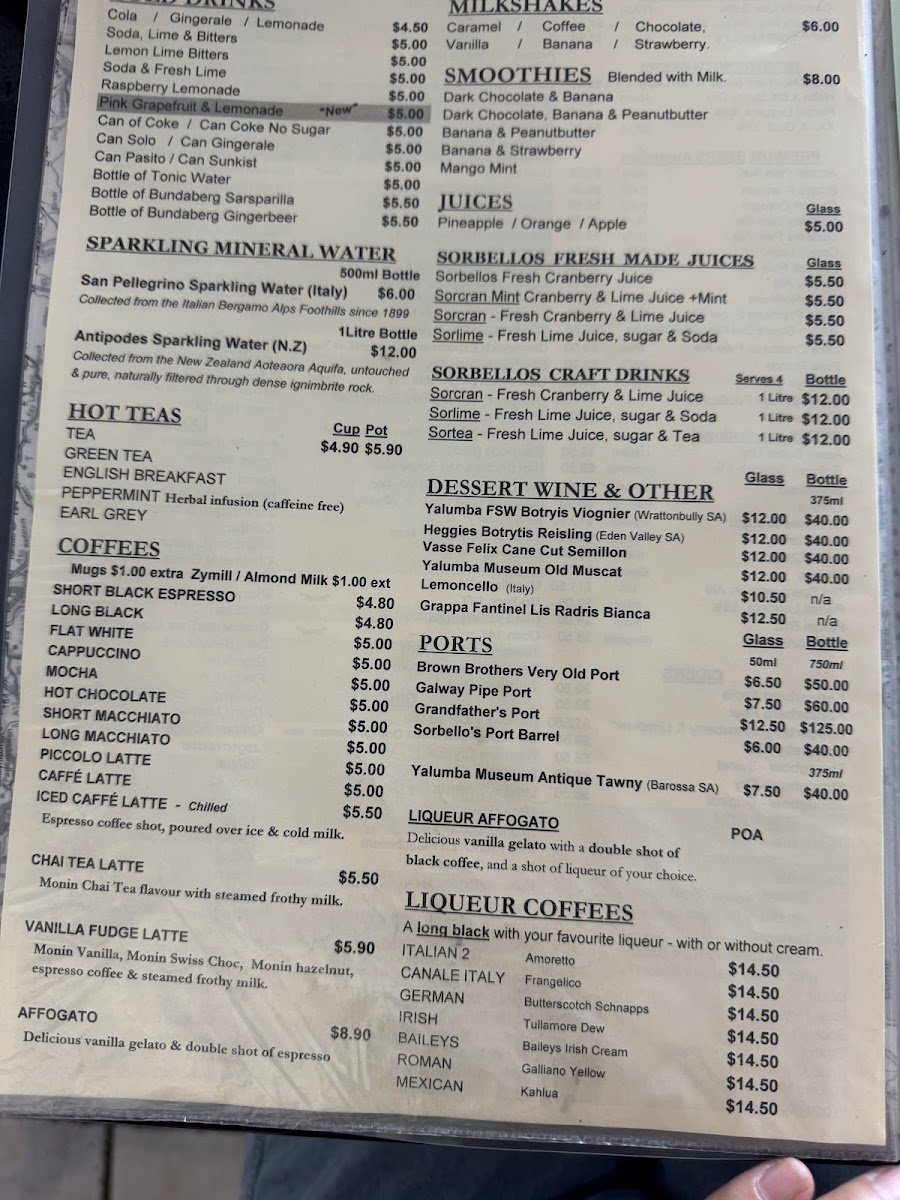 Sorbellos Italian Restaurant Photo Menu 8