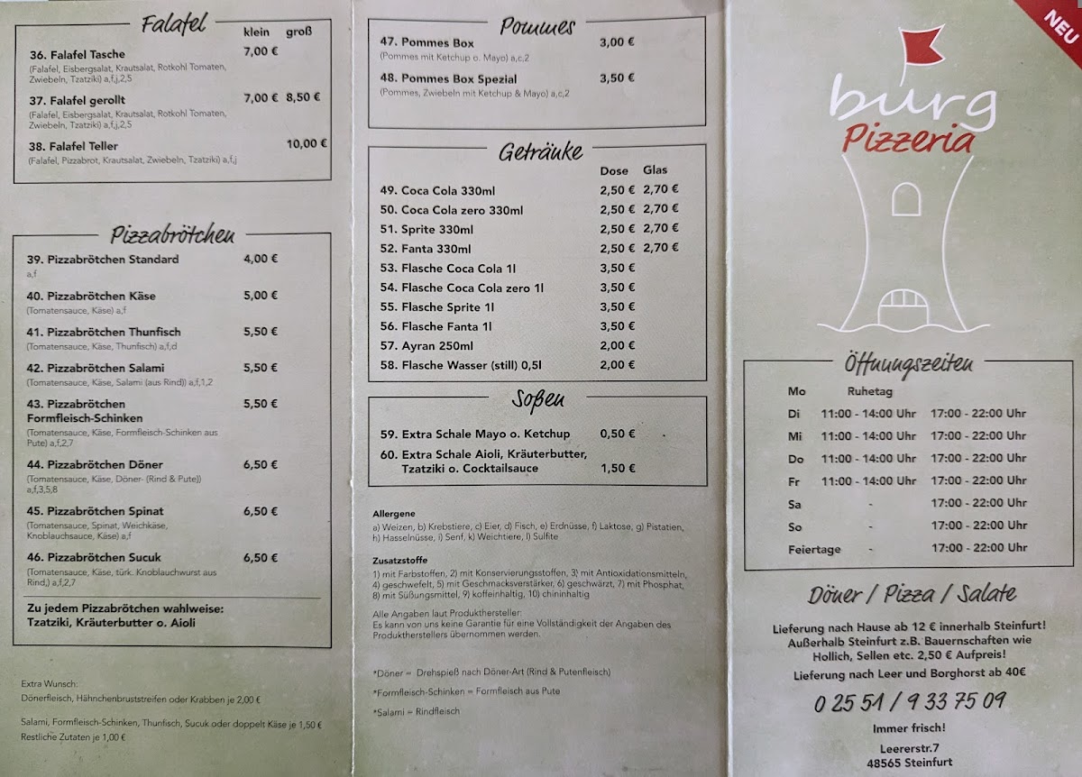 Burg-Pizzeria Photo Menu 1