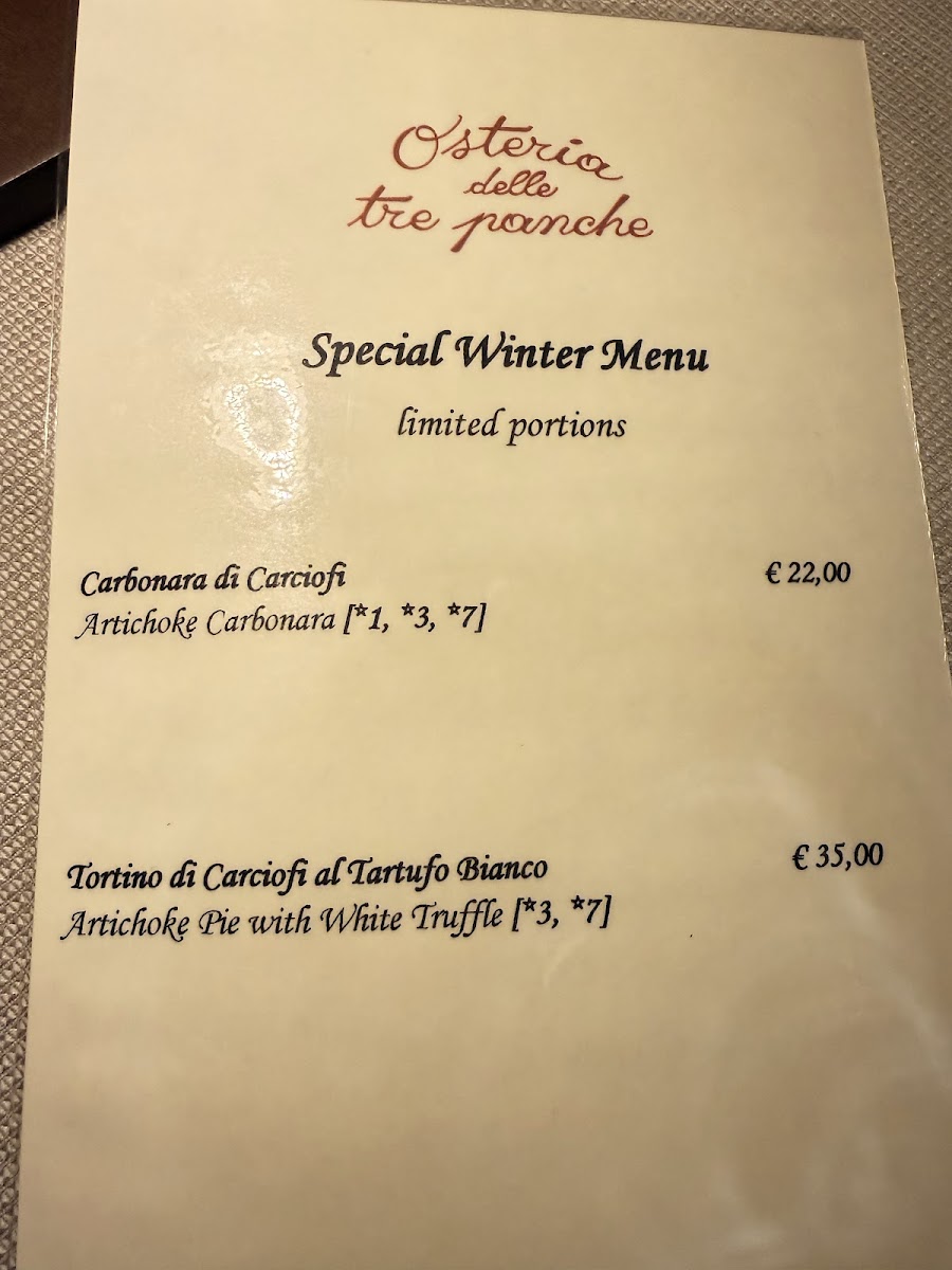 Osteria delle Tre Panche - Centro Storico Photo Menu 2