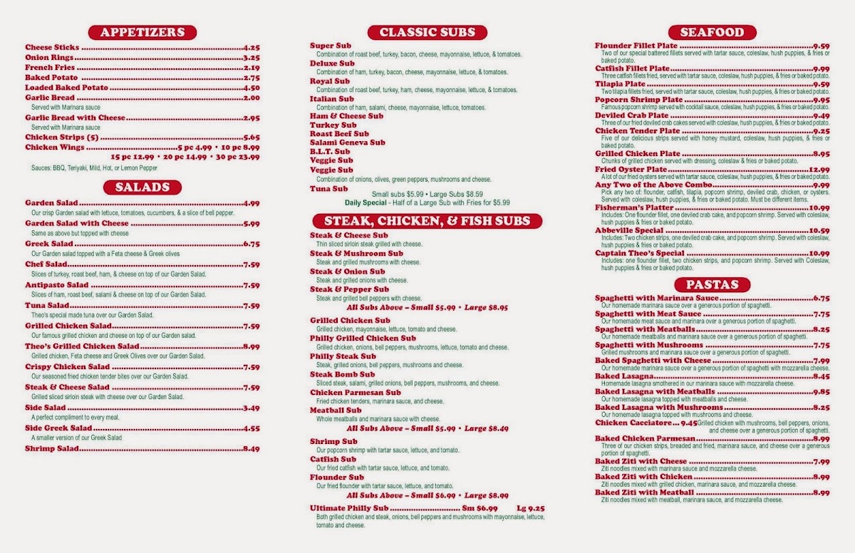 Theo's Deli & Seafood Photo Menu 2