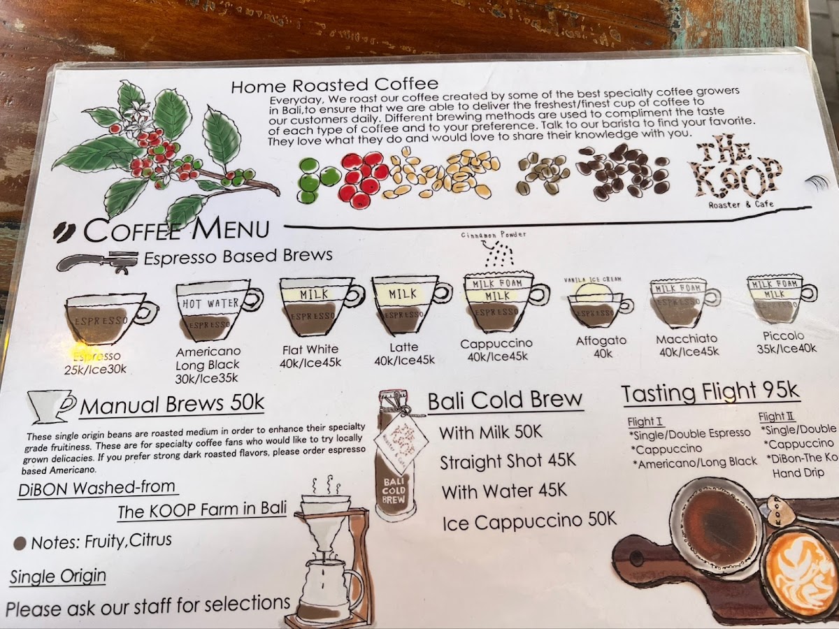 The Koop Roaster & Cafe Photo Menu 1