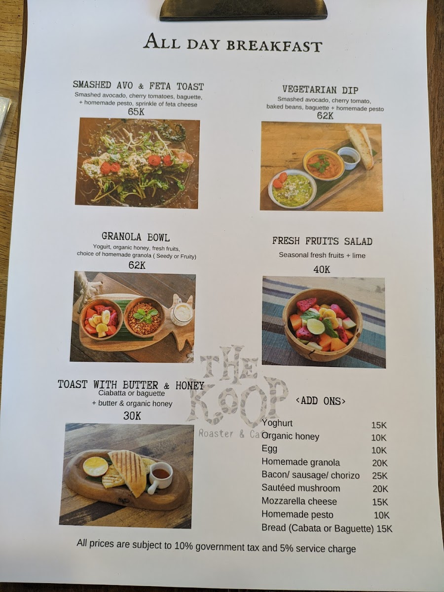 The Koop Roaster & Cafe Photo Menu 9