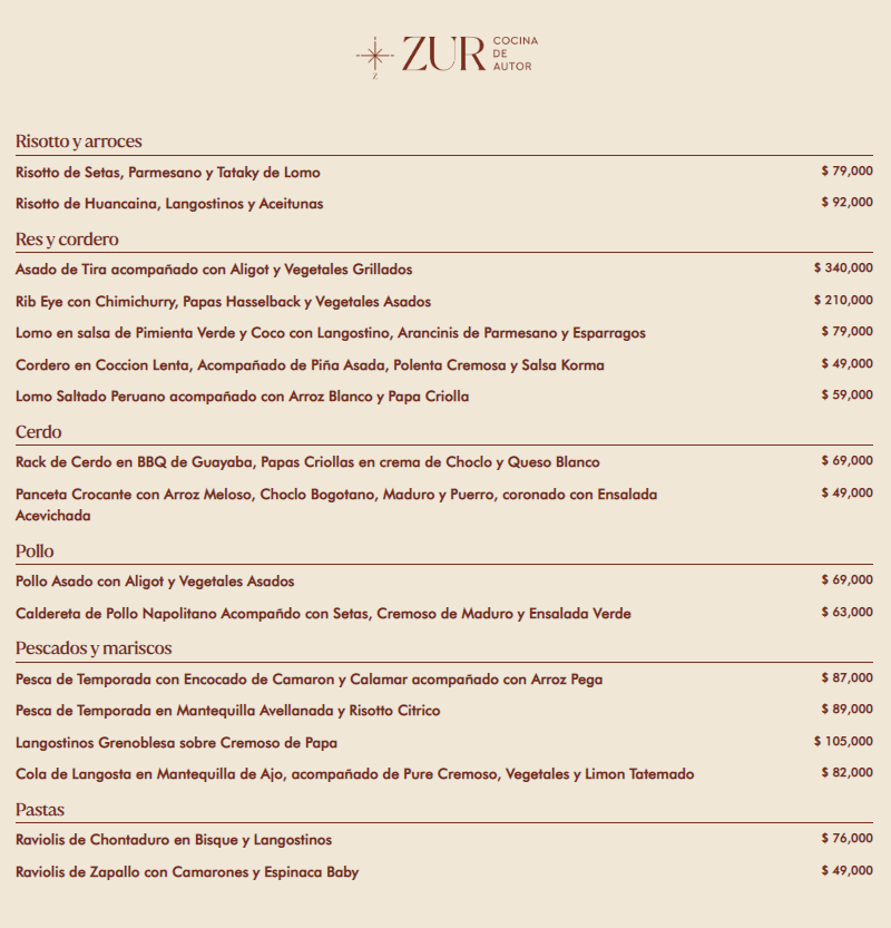 ZUR Cocina de Autor Photo Menu 1