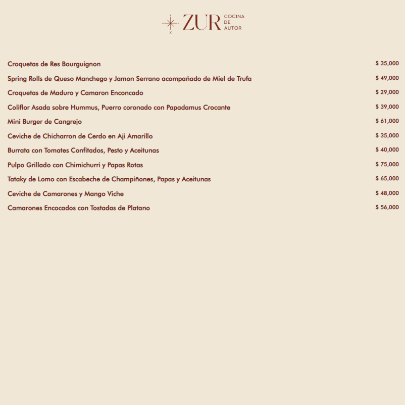 ZUR Cocina de Autor Photo Menu 3