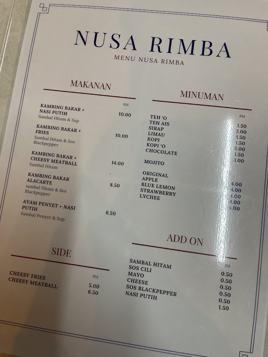 Nusa Rimba Photo Menu 1