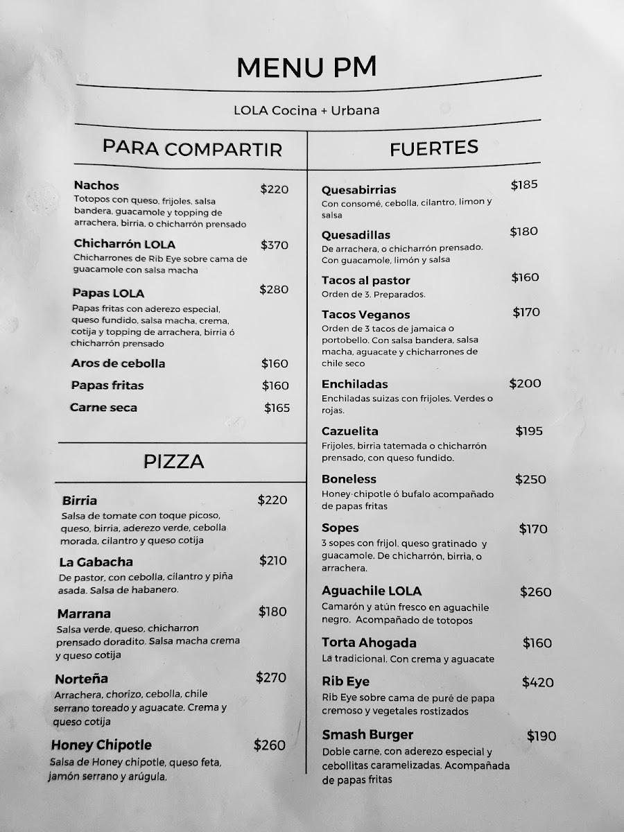 LOLA Cocina + Urbana Photo Menu 1