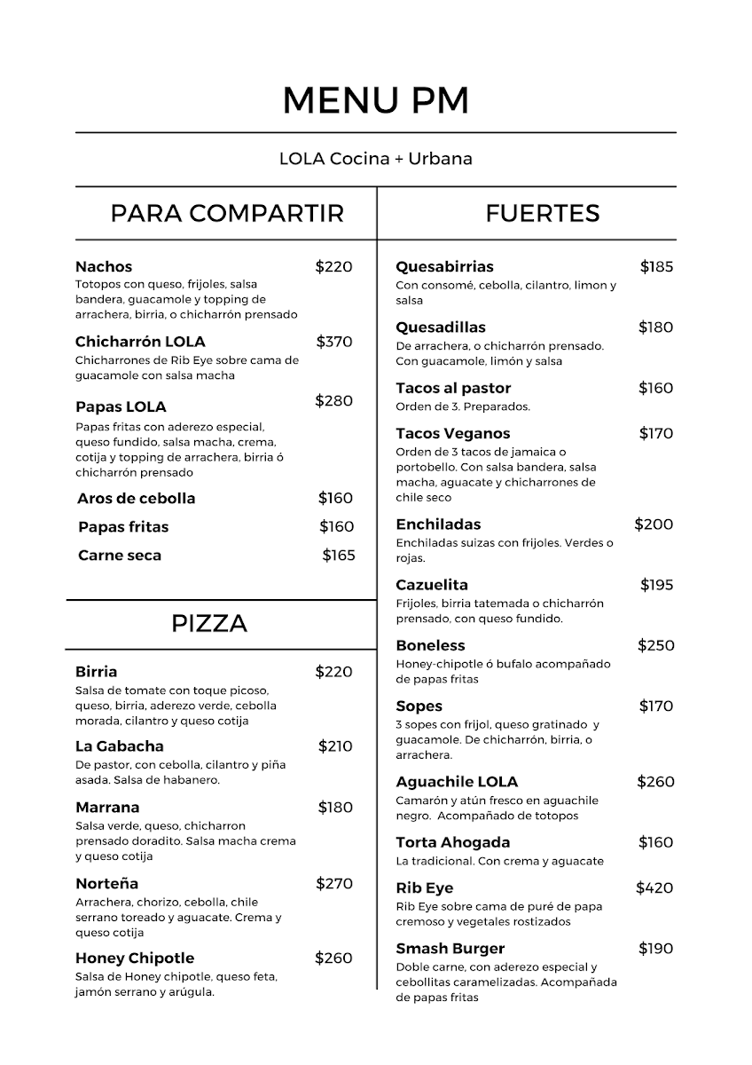 LOLA Cocina + Urbana Photo Menu 3
