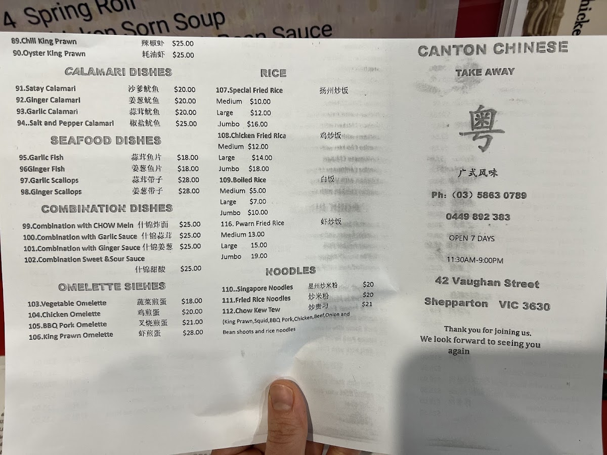 Canton Chinese Photo Menu 4