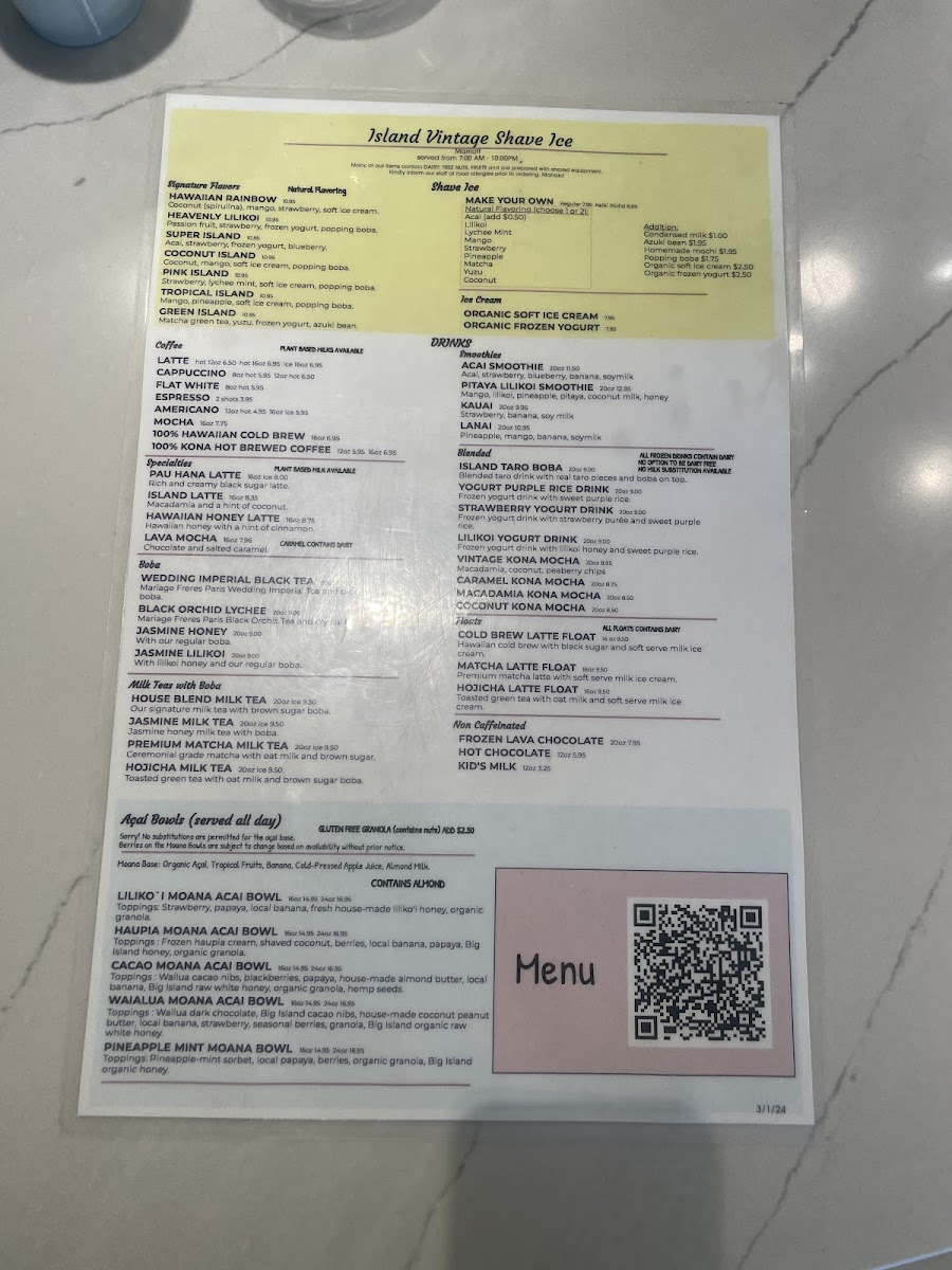Island Vintage Shave Ice Photo Menu 3