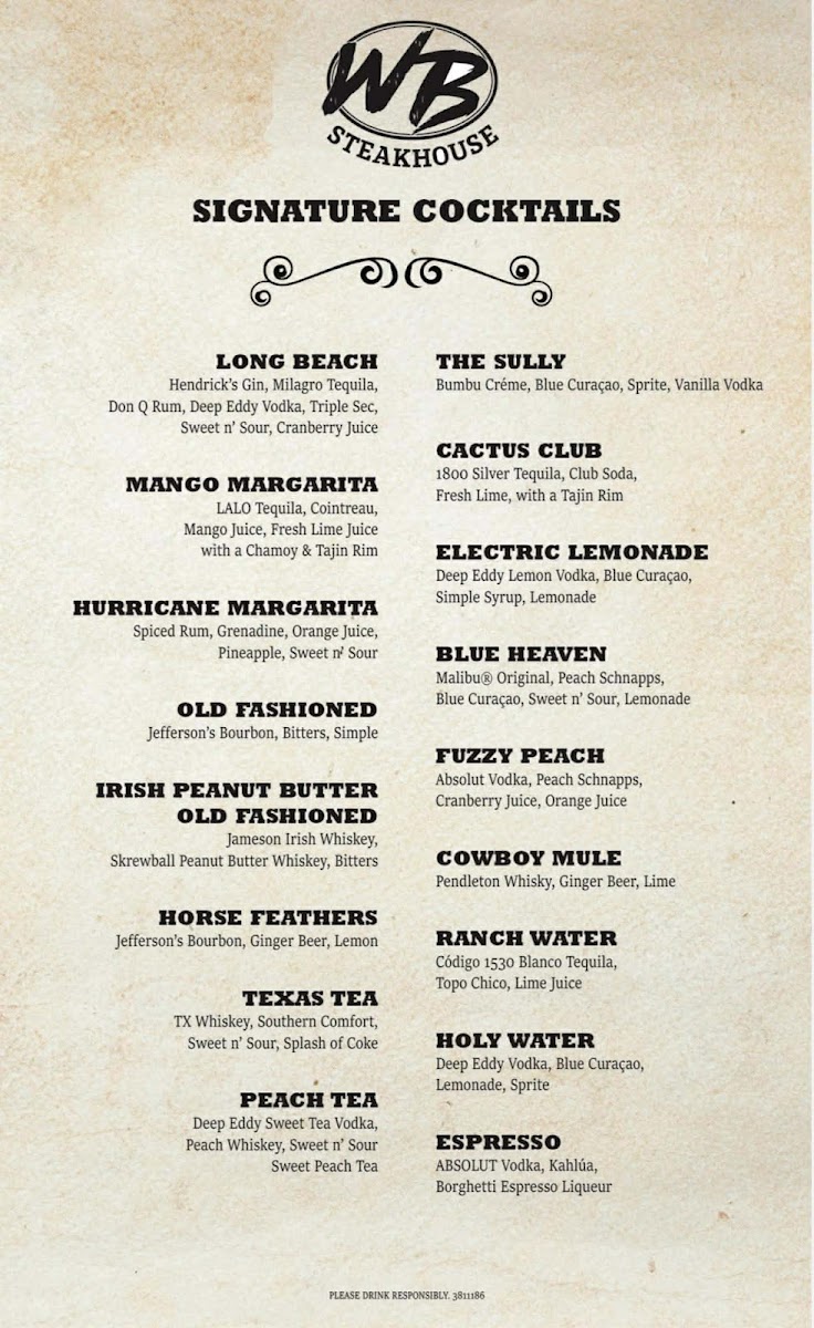 Whiskey Bent Steakhouse & Saloon Photo Menu 2