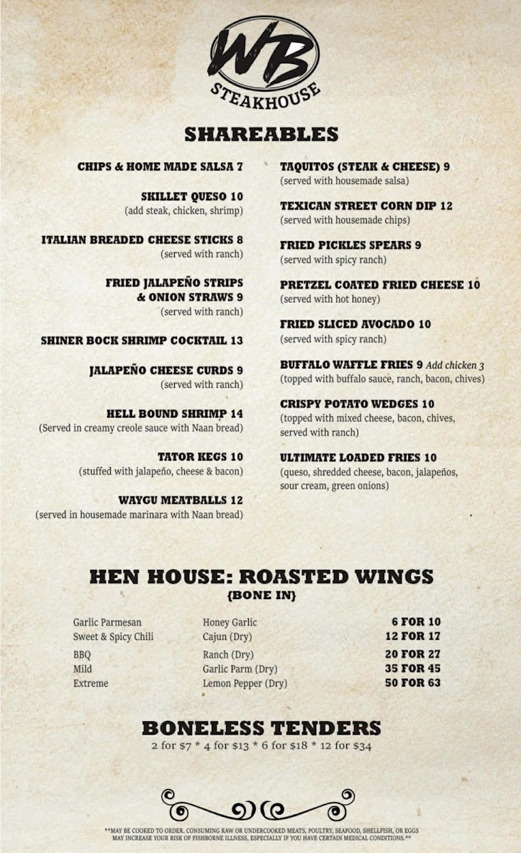 Whiskey Bent Steakhouse & Saloon Photo Menu 3