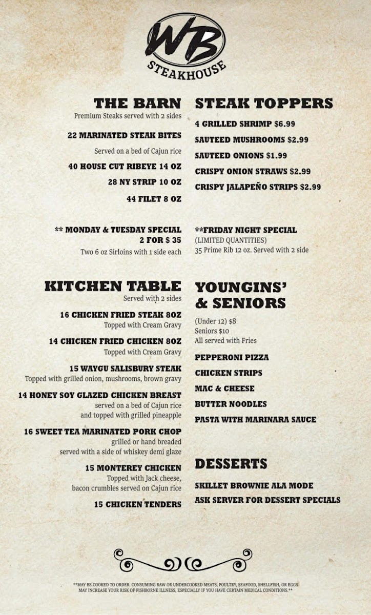 Whiskey Bent Steakhouse & Saloon Photo Menu 4