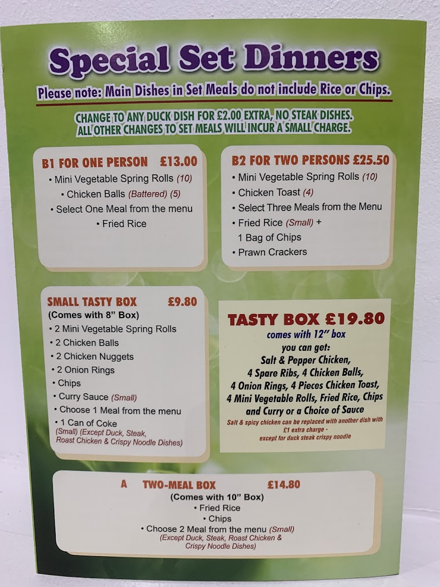Tasty House Chinese Takeaway and Delivery Photo Menu 3
