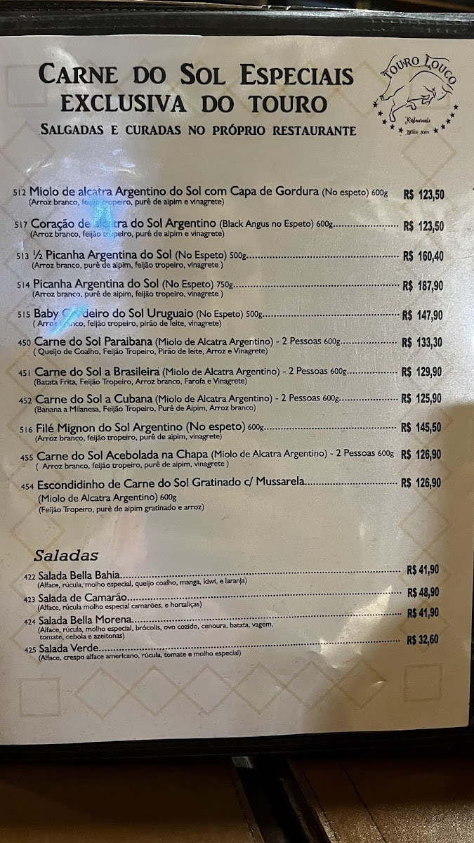 Touro Louco Photo Menu 1