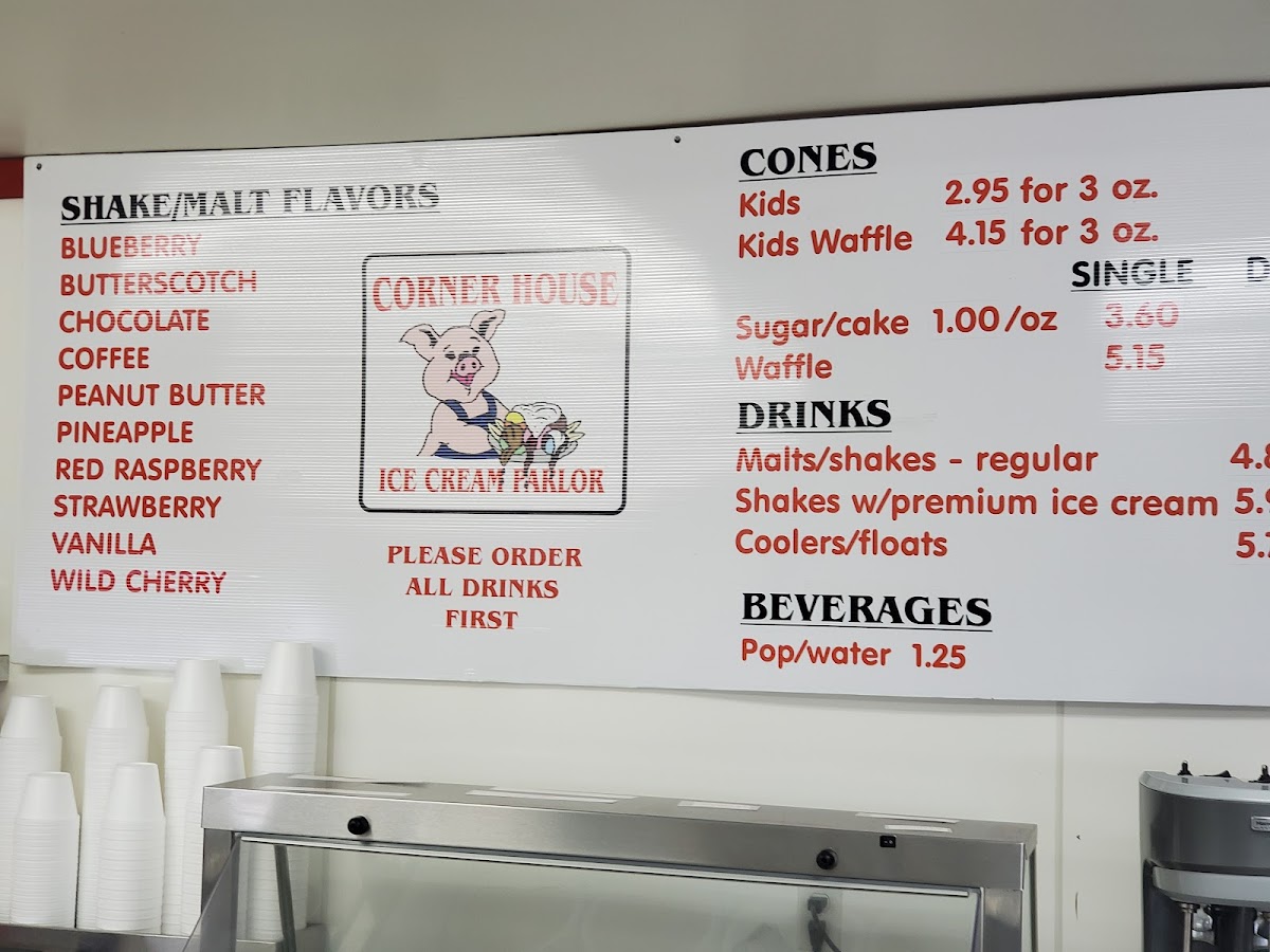 Corner House Ice Cream Parlor Photo Menu 2