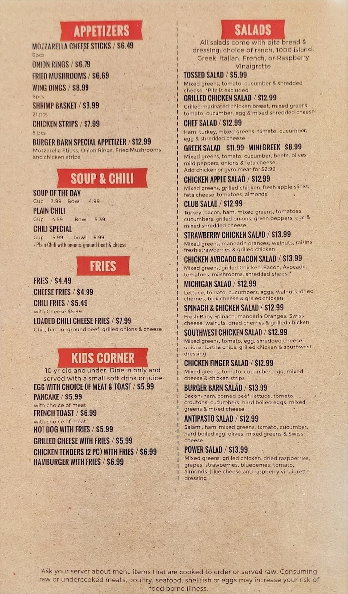 Burger Barn of Yale Photo Menu 1