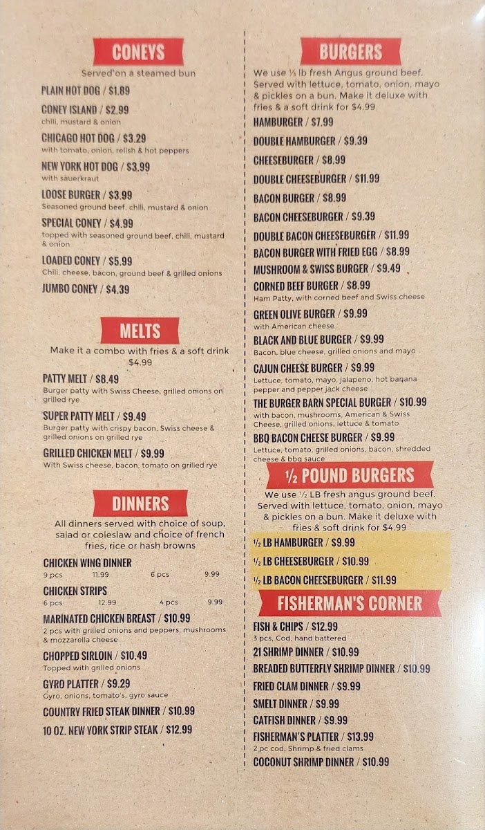 Burger Barn of Yale Photo Menu 2