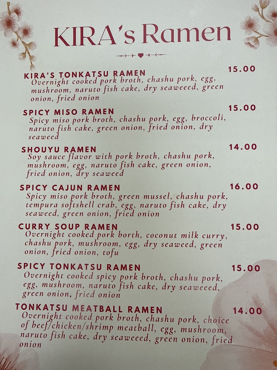 Kira’s Japanese Grill Photo Menu 2